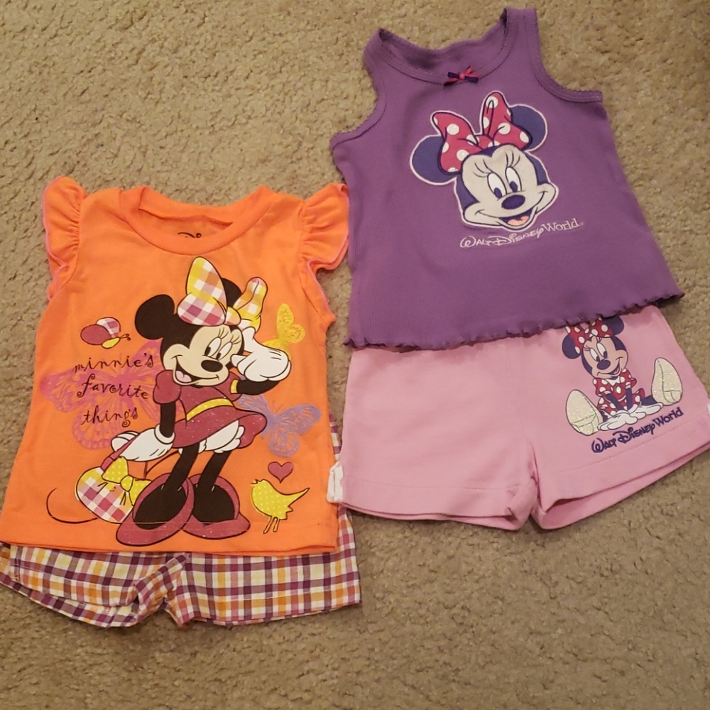 Disney Girls Orange & Purple Minnie Matching Sets
